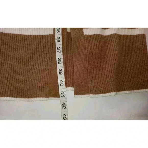 Ann Taylor Petite Striped Ribbed Long Line Open Brown/ White Cardigan XS - Picture 7 of 10
